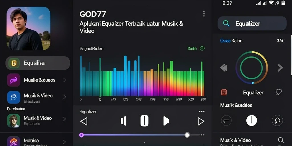 Antarmuka intuitif GOD77 dalam mengatur equalizer suara.