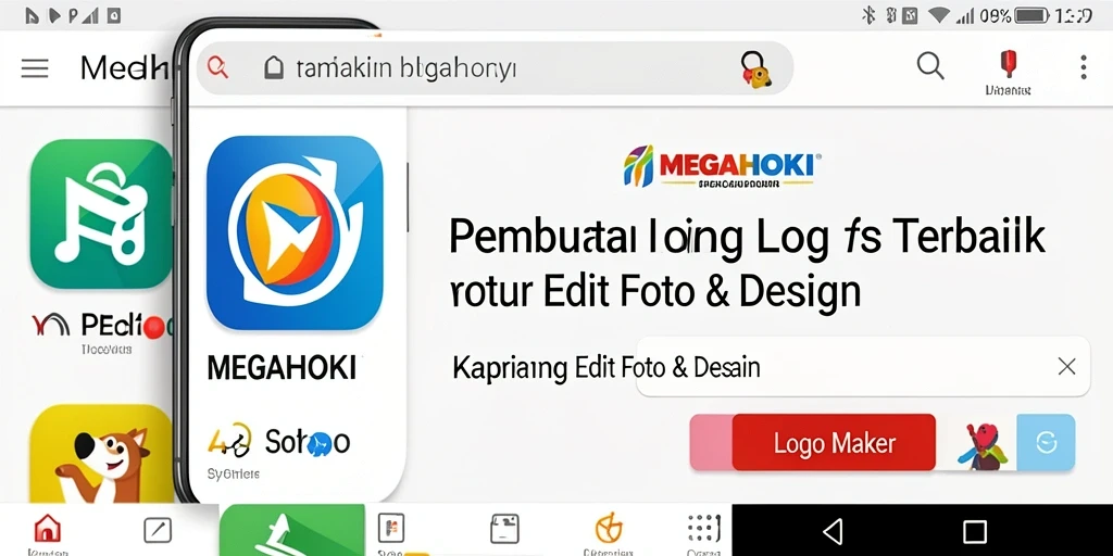 Antarmuka pengguna MEGAHOKI untuk pembuatan logo yang intuitif dan menarik.