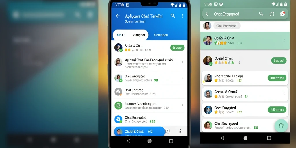 Tampilan utama aplikasi VT38 dengan fitur Chat Encrypted yang aman.