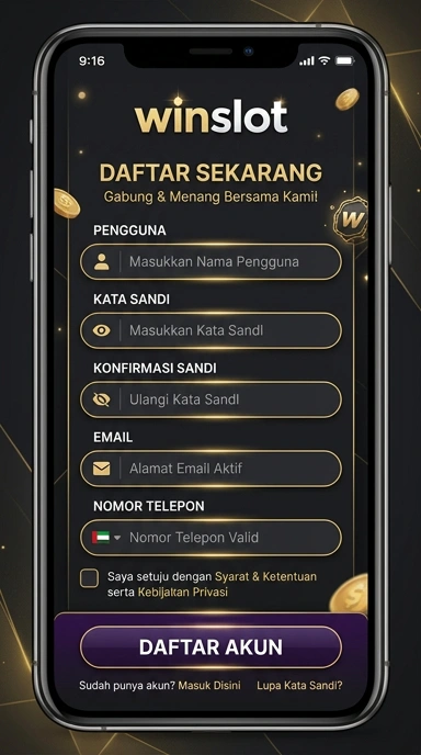 Tampilan halaman daftar winslot